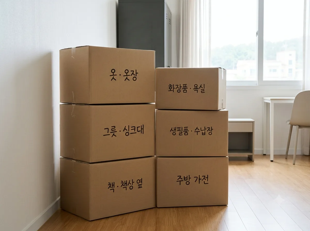 강남 원룸 반포장이사 준비 — 내용물과 놓을 곳을 적은 이사 박스